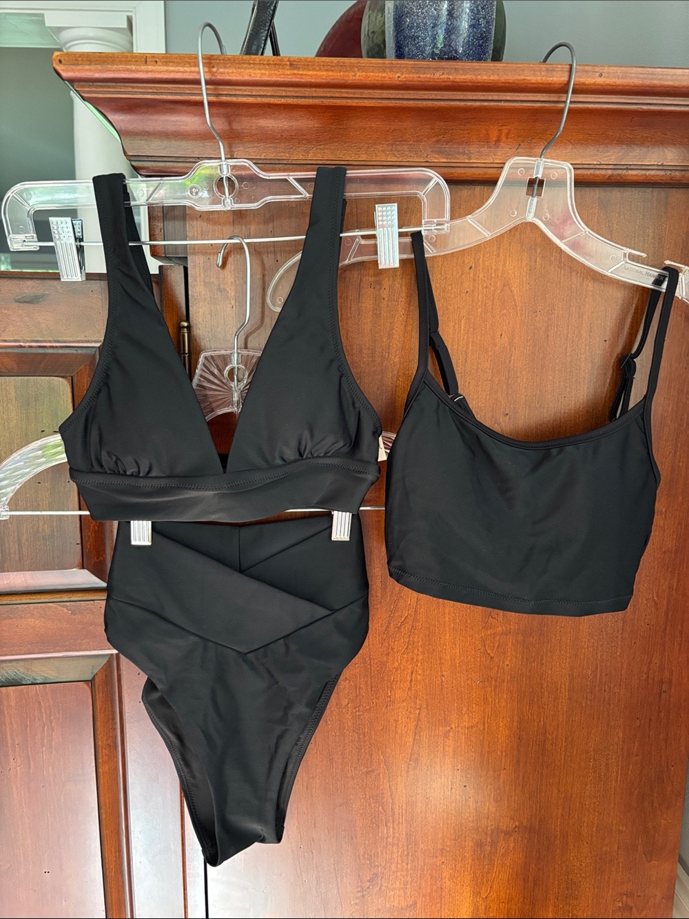 Aerie 3-pc Bundle, Triangle and Scoop Longline Tops/High Cut Cheeky Bottoms